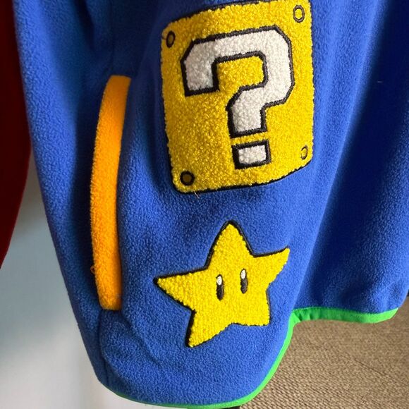 Nintendo Super Mario Icons Fleece Jacket Pullover Mens 3XL Color Block Box Lunch - Picture 8 of 15